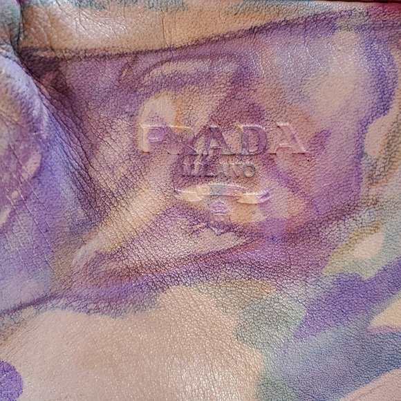 Prada leather hobo tote bag purple Pink blue white yellow grey ivory tie dyed - Picture 6 of 16